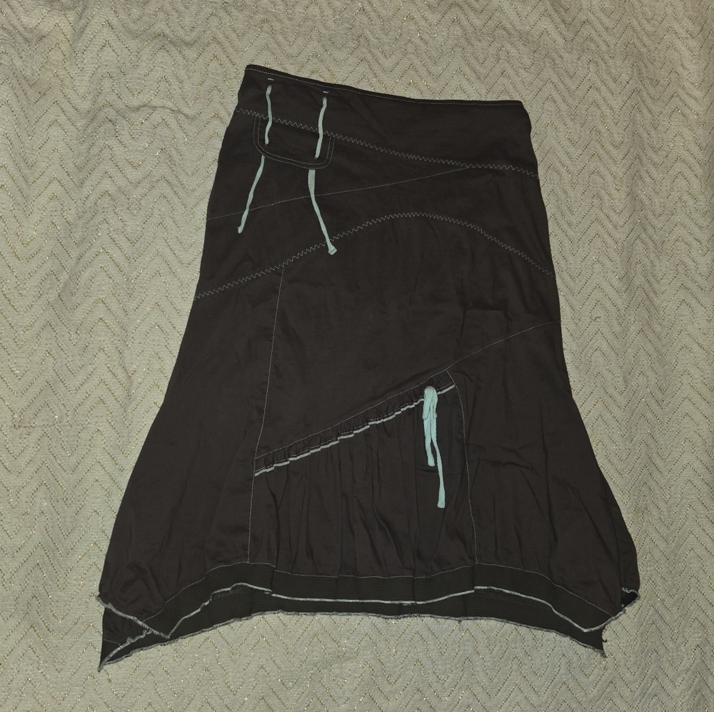 Brown and Teal Women's Skirt